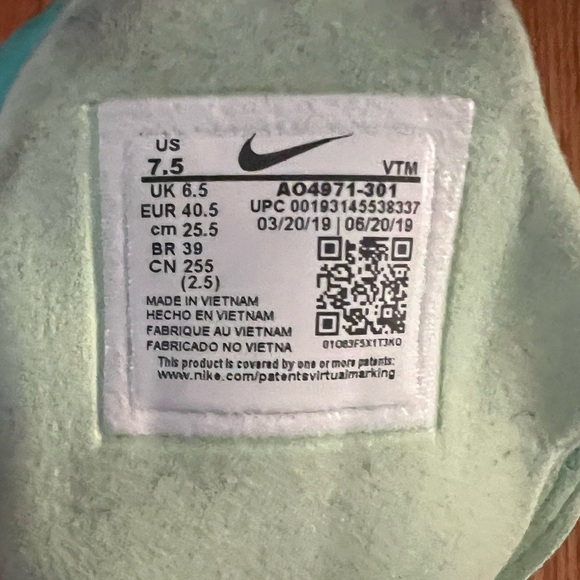 Softly worn Nike Air70 React. Aqua Blue and Lime Green. - Picture 5 of 5